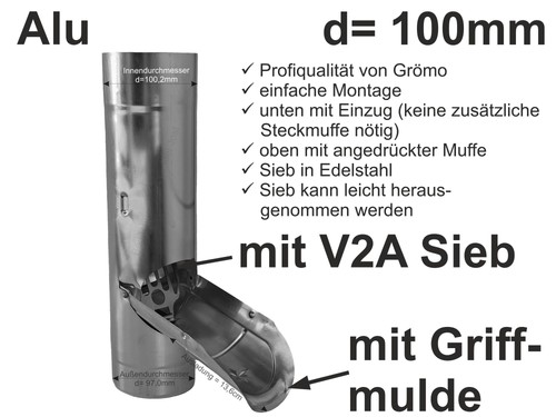 Alu regenrohrklappe mit sieb - alu,