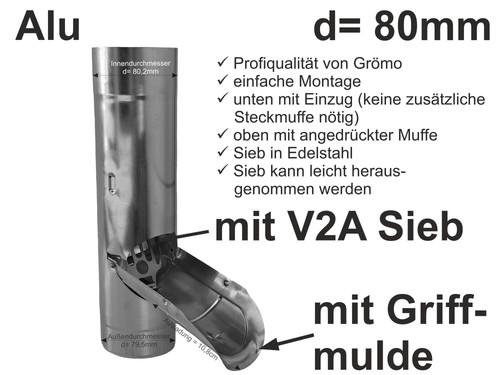 Alu regenrohrklappe mit - alu, sieb