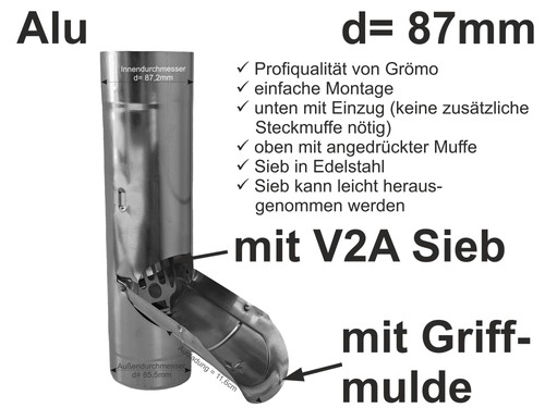 Alu regenrohrklappe mit - alu,