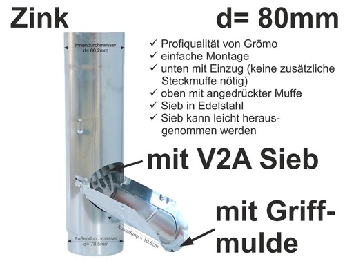 Zink regenrohrklappe mit sieb - regenrohrklappe,
