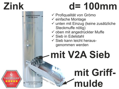 Zink regenrohrklappe mit sieb - mit,